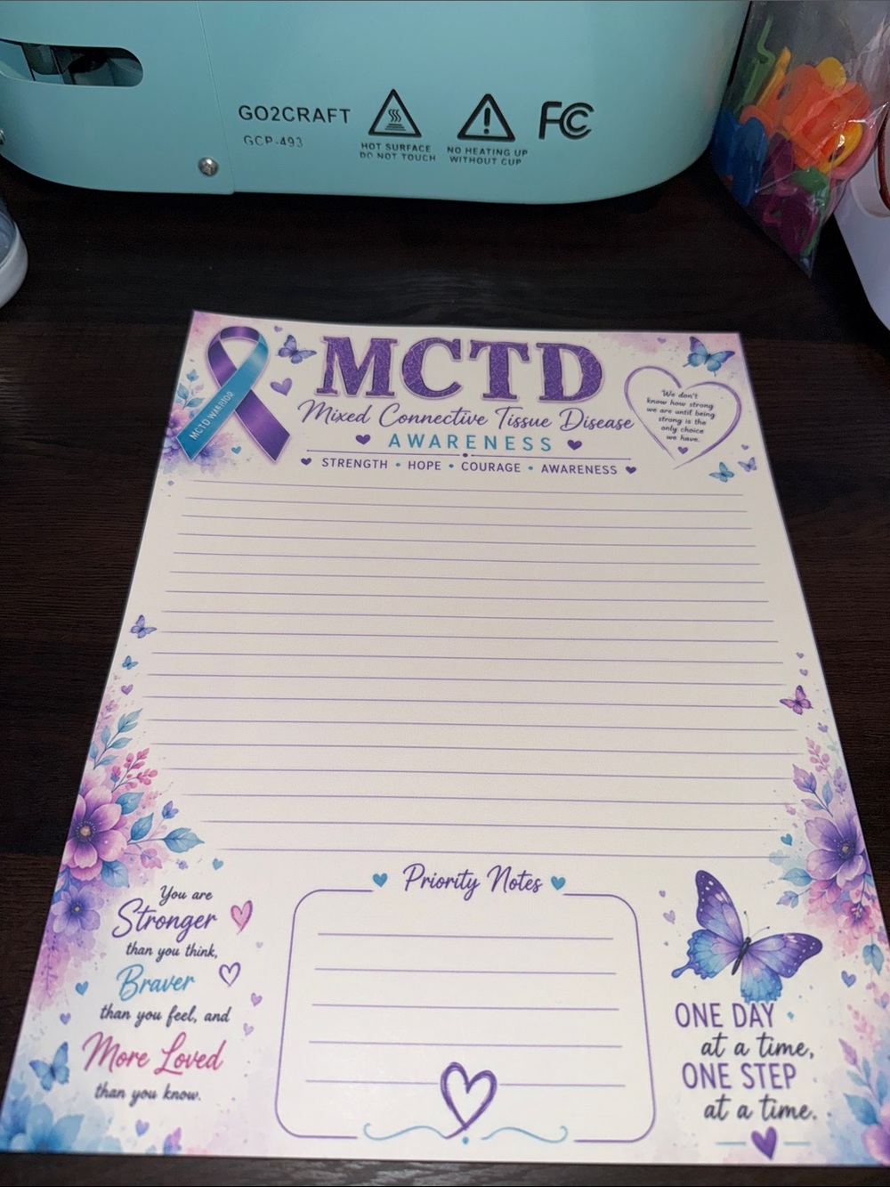 MCTD Awareness Purple Lined Notepad - Advocacy Journal